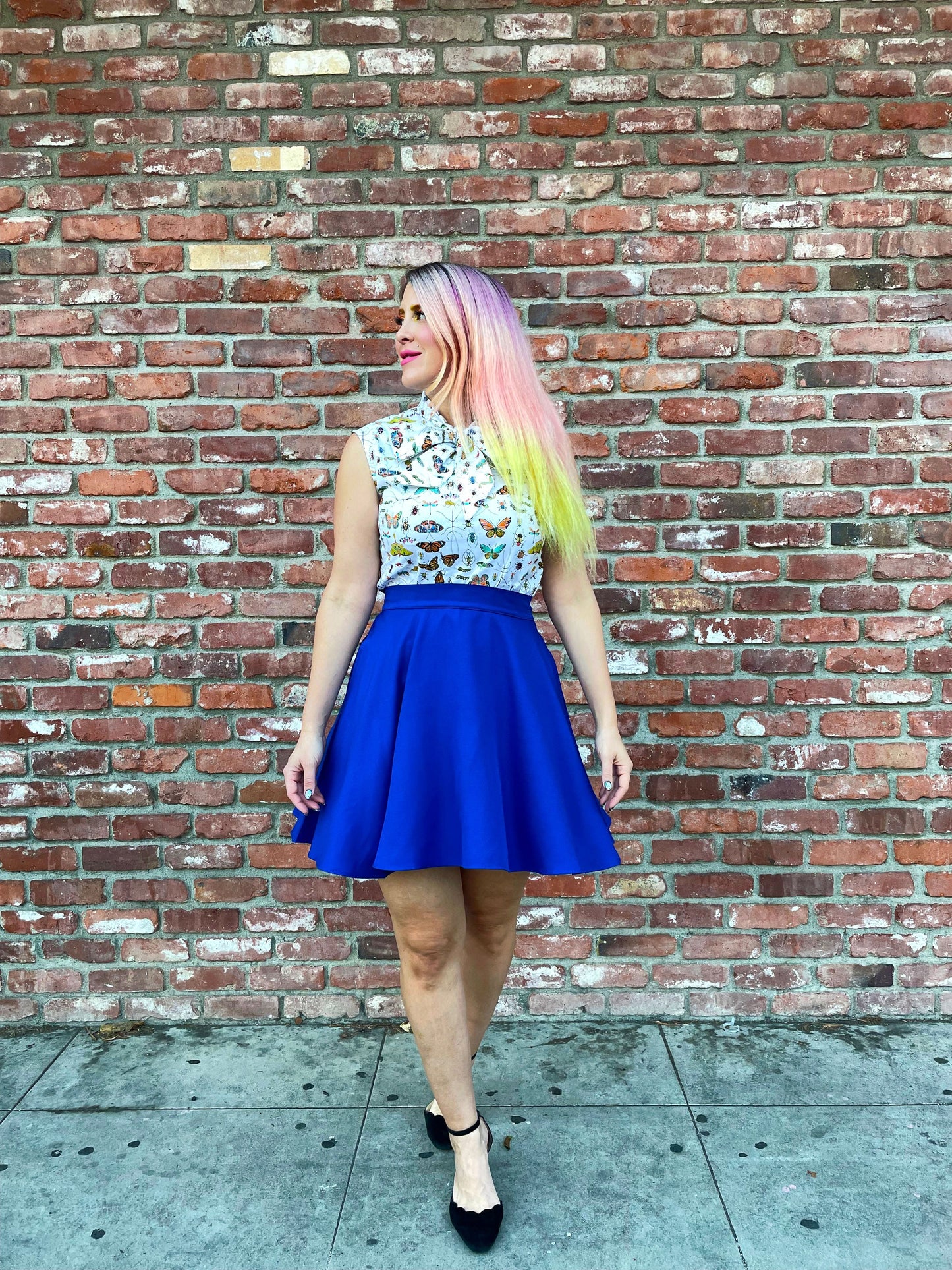 Retrolicious Royal Blue Skater Skirt in S view 2 - Royal Blue Skirt Set