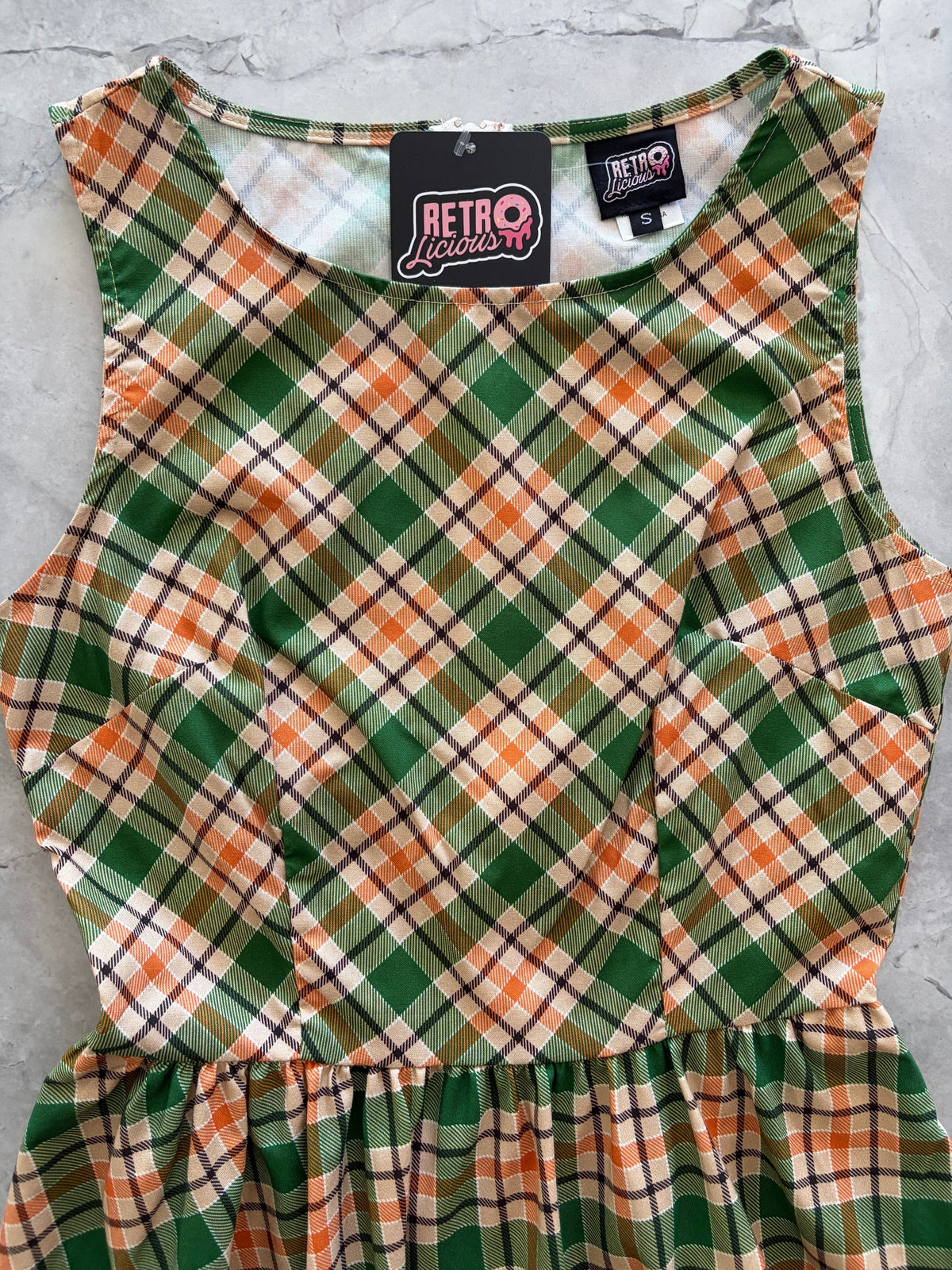 Retrolicious Rust & Green Plaid Midi Dress in XL view 5 - Rusty Green Dress