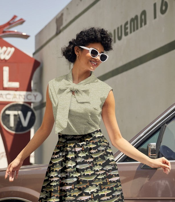 Retrolicious Sage Dot Bow Top in XS - Sage 50 Tips And Tricks