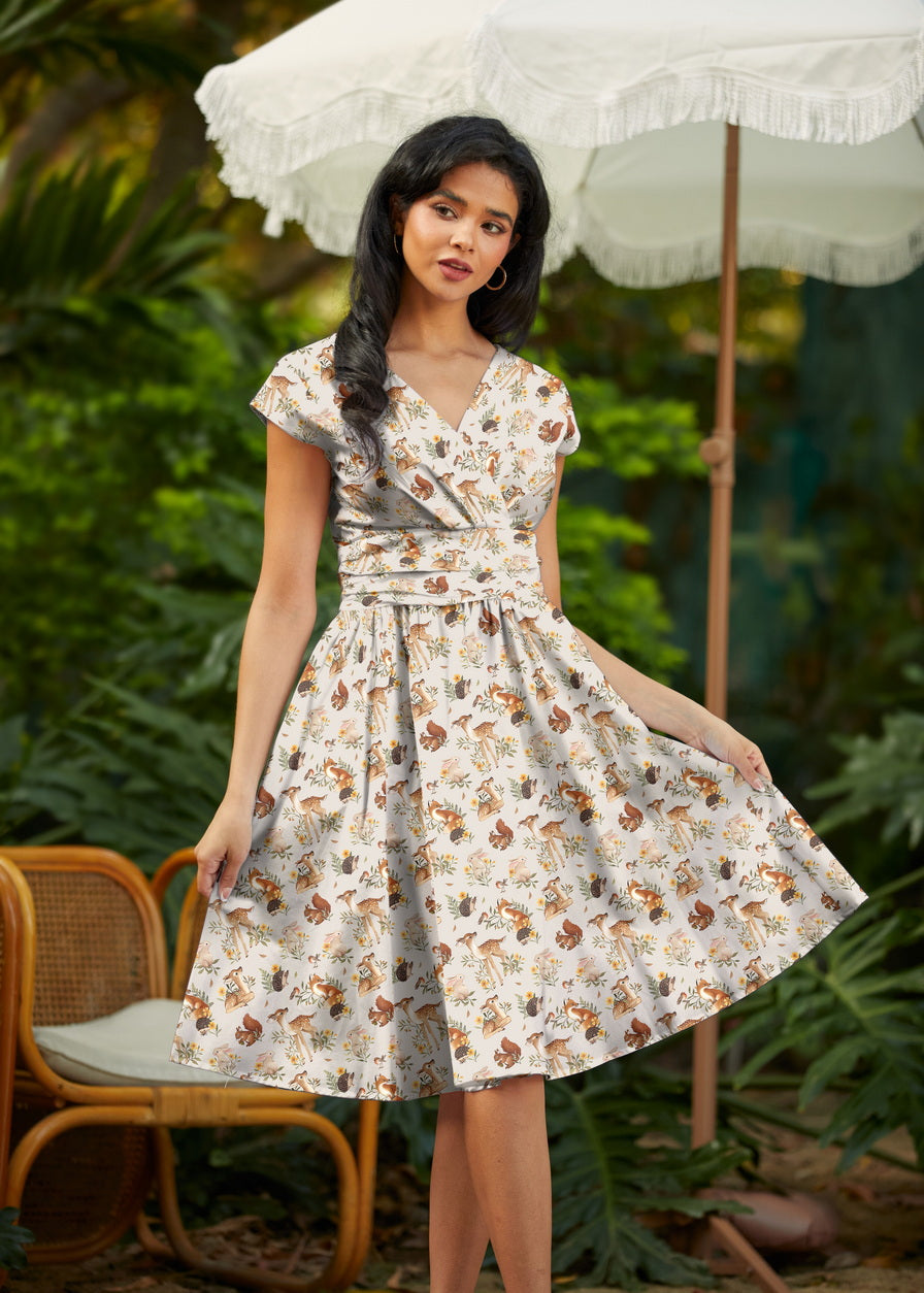 Retrolicious Woodland Animals Greta Dress in XS - Woodland Animals Dress Up
