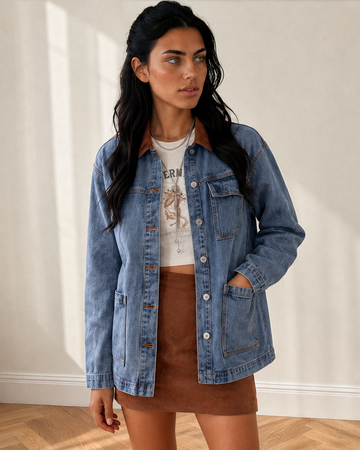 Reya Long Sleeve Denim Jacket in M view 2 (bottom)