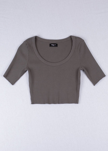 Ribbed Half Sleeve in S view 6 - Ribbed Half Sleeve Top
