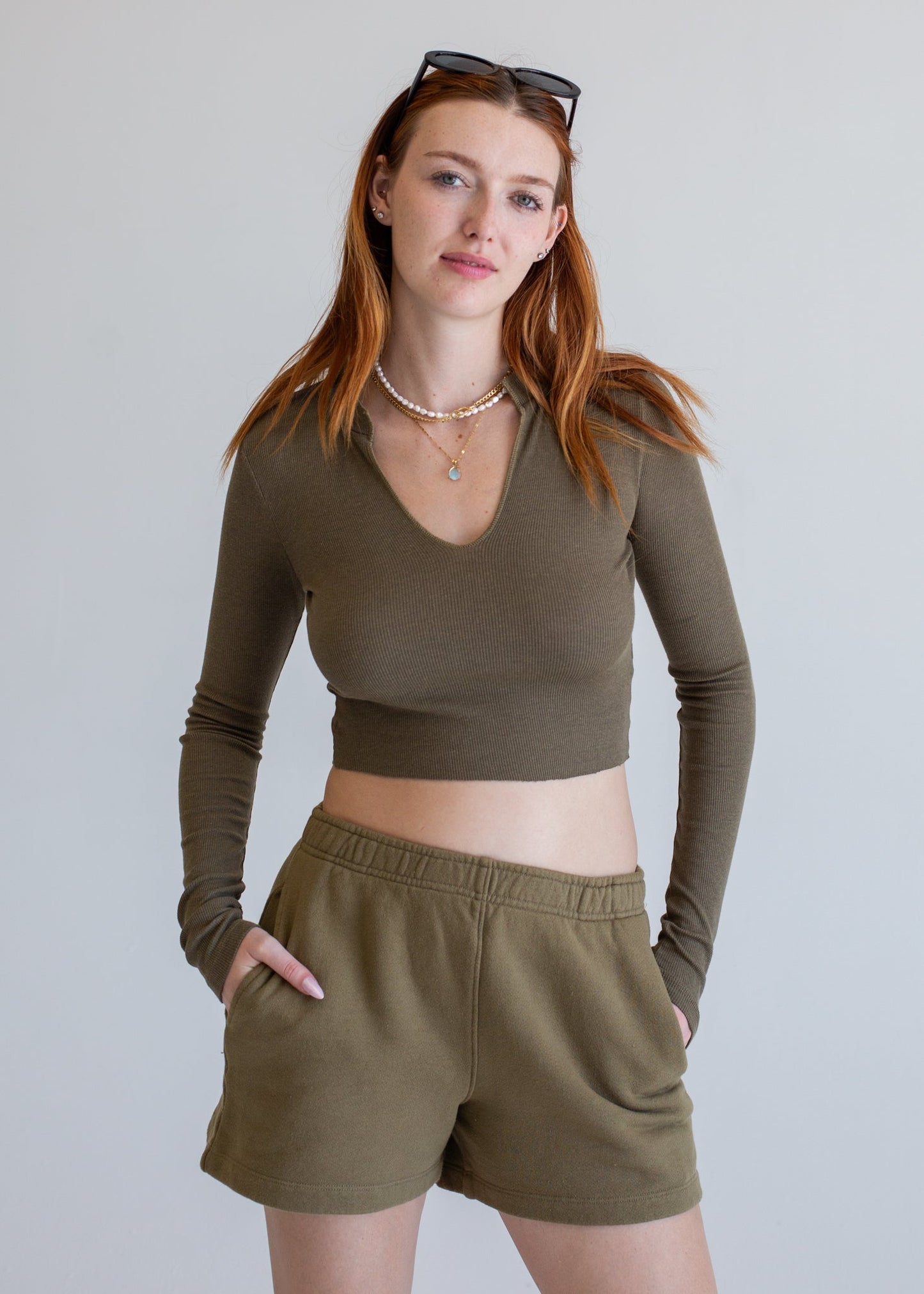 Ribbed Keyhole Long Sleeve in XS view 2 - Soft Ribbed Keyhole Short Sleeve Shirt (piece)