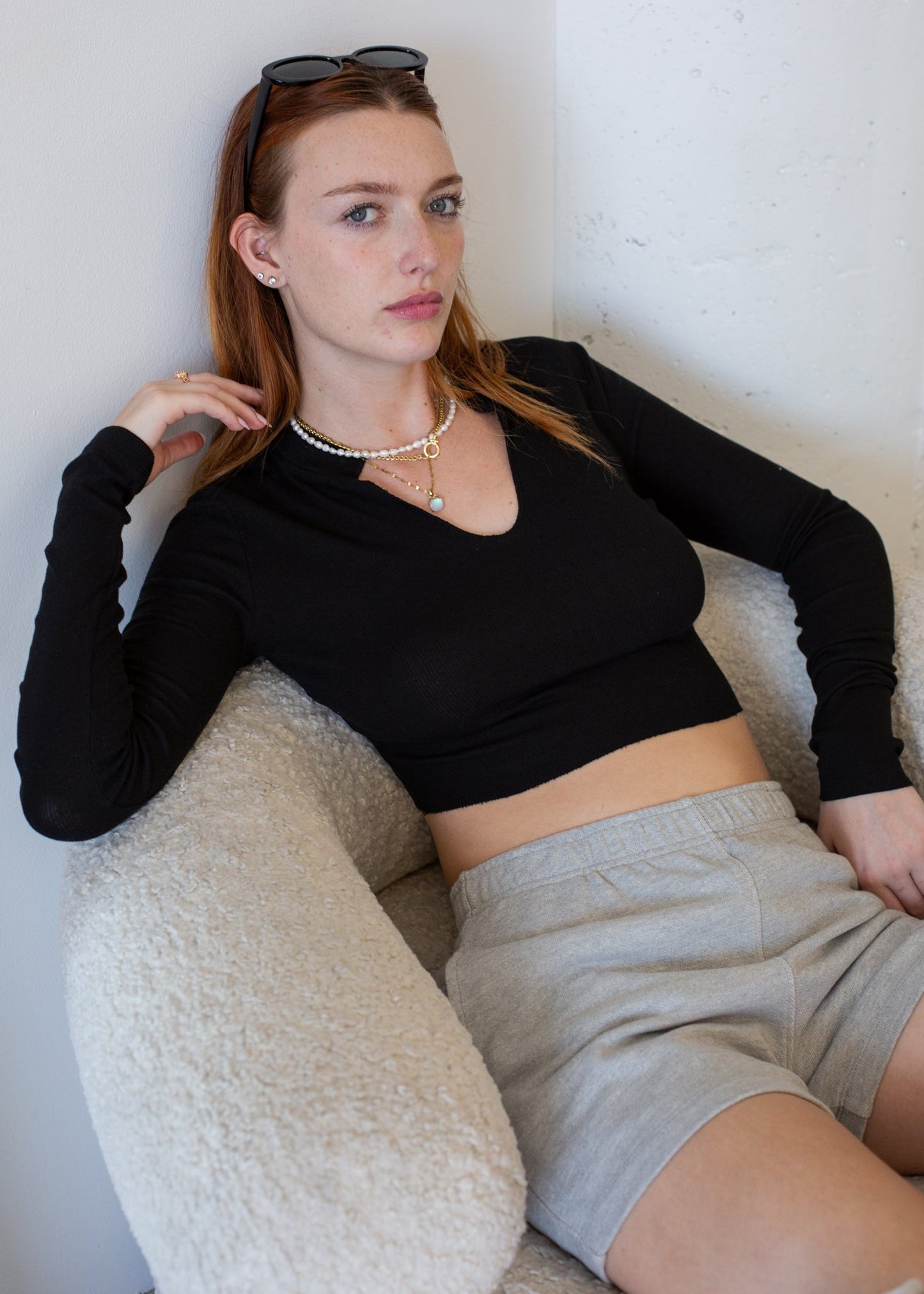 Ribbed Keyhole Long Sleeve in XS view 4 - Soft Ribbed Keyhole Short Sleeve Shirt (piece)