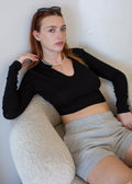 Ribbed Keyhole Long Sleeve