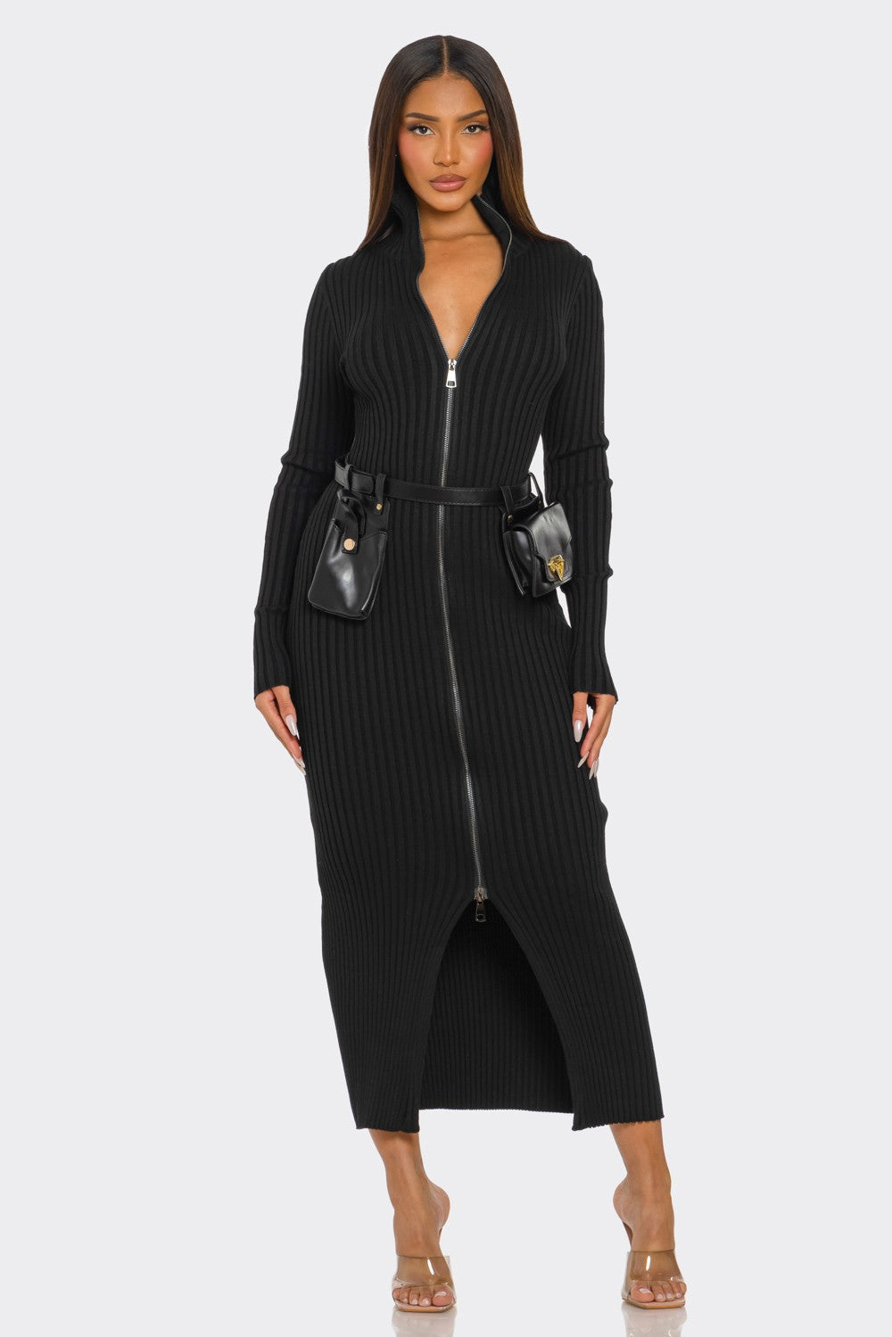 Ribbed Knit Utility Midi Dress in L view 6 - Fall Wardrobe Essential - Ribbed Knit Dress Women
