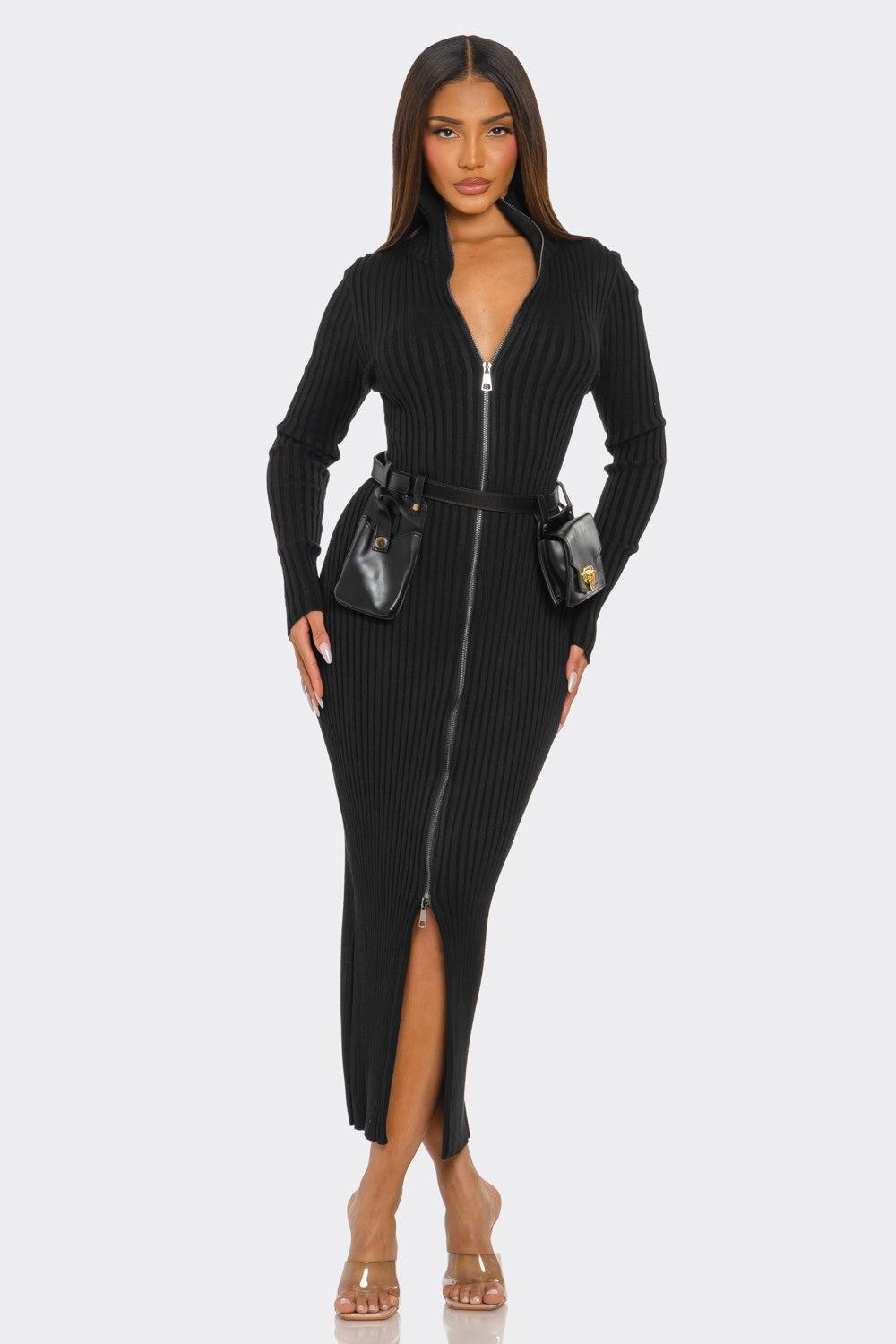 Ribbed Knit Utility Midi Dress in M view 4 - Fall Wardrobe Essential - Ribbed Knit Dress Women