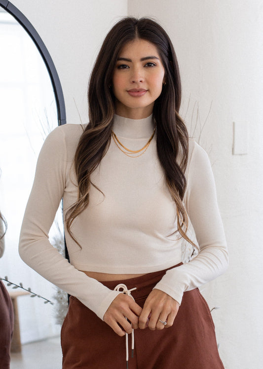 Ribbed Long Sleeve Mock Neck in XS - Ribbed Neck Long Sleeve (piece)