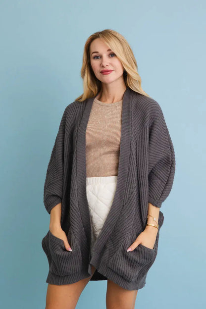 Ribbed Open-front Knit Cardigan - Easy Layering 🧥 Top - MeeeShop Women's Fashion