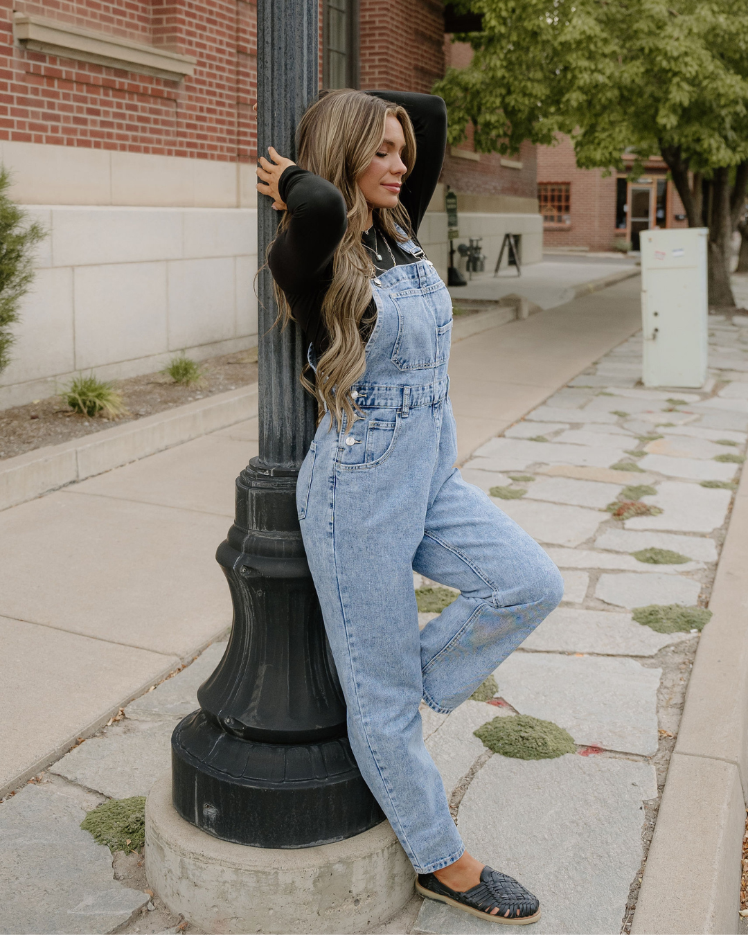 Riley Overalls in Sail Blue view 4 - Riley Overalls True Bias (bottom)
