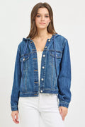 Risen Basic Denim Jacket with Hoodie MEDIUM (top) - hoodie jacket, denim hoodie jacket - shop at us.meeeshop