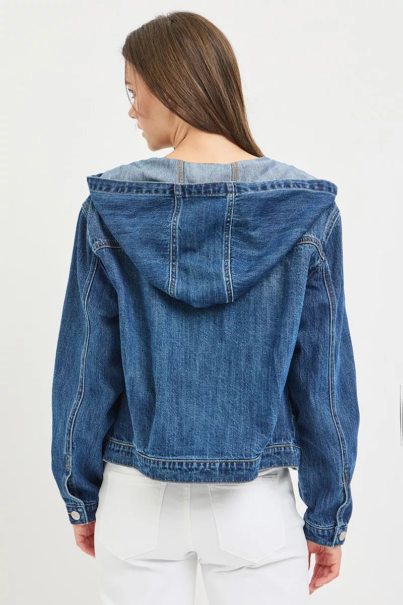 Risen Basic Denim Jacket with Hoodie MEDIUM view 3 (top) - hoodie jacket, denim hoodie jacket - shop at us.meeeshop