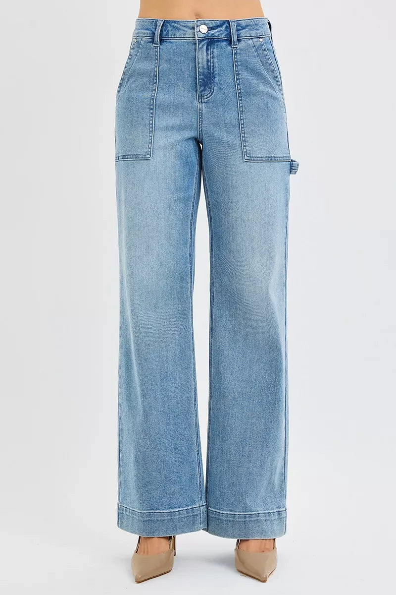 Risen Full Size High Rise Straight Leg Jeans with Front Pockets plus Size - MeeeShop Women's Fashion