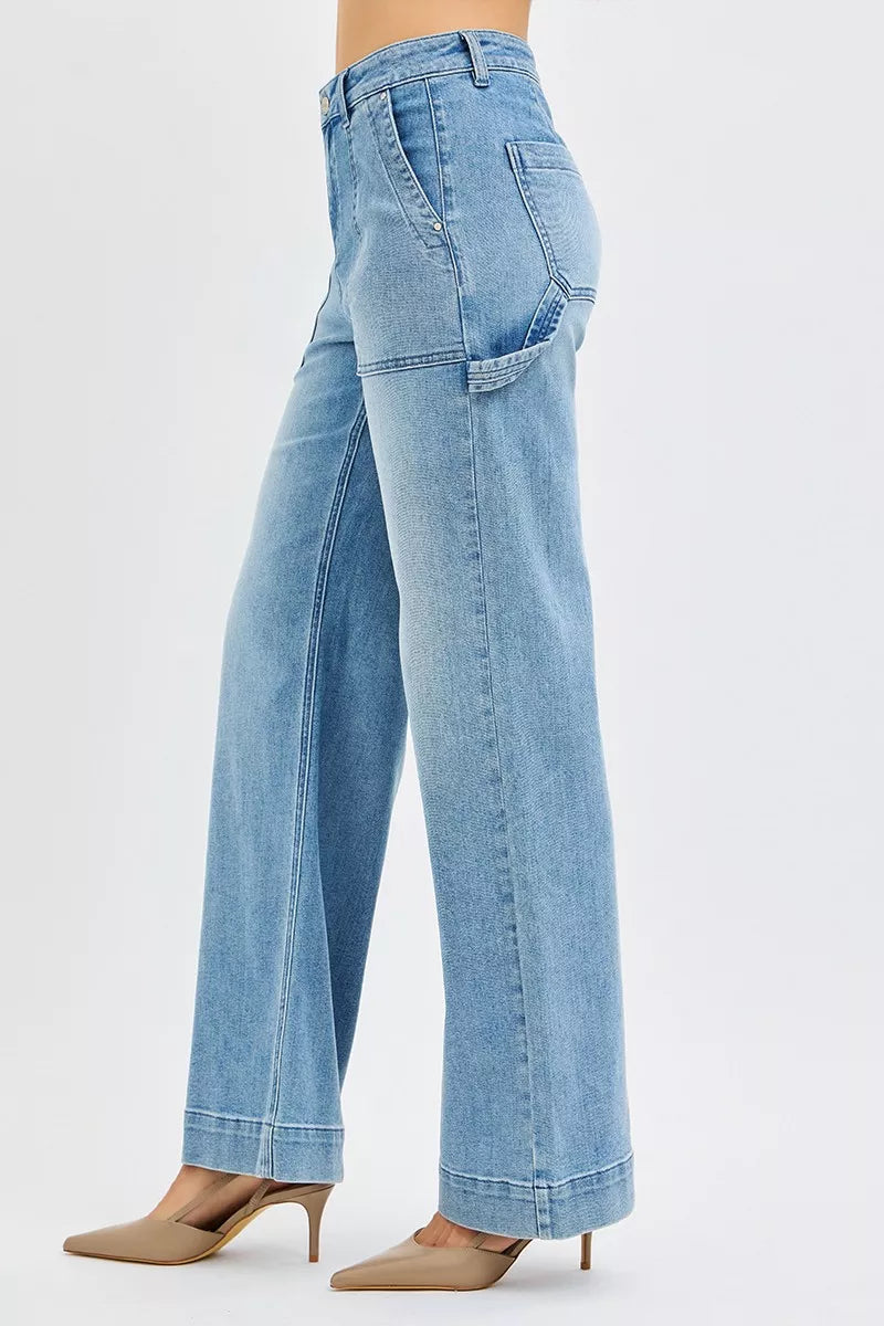 Risen Full Size High Rise Straight Leg Jeans with Front Pockets plus Size - MeeeShop Women's Fashion