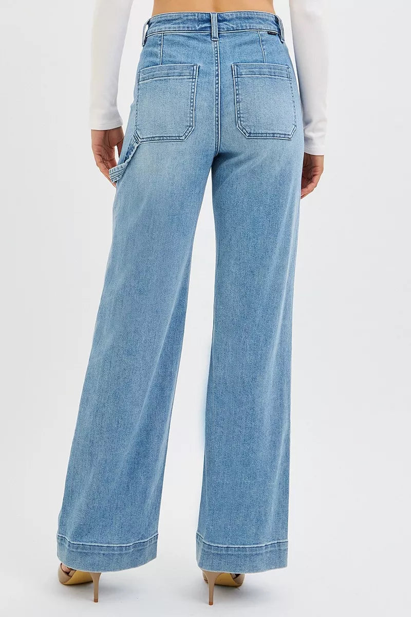 Risen Full Size High Rise Straight Leg Jeans with Front Pockets plus Size - MeeeShop Women's Fashion