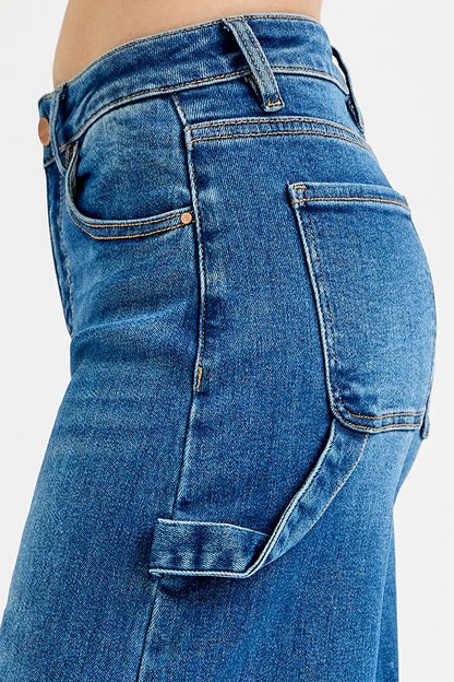 Risen Full Size High Rise Wide Leg Patch Detailed Jeans plus Size in DARK view 7 - High-Waisted - Plus Jeans (bottom)