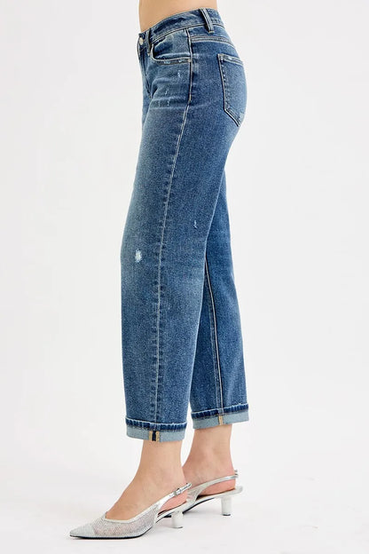Risen Full Size Low Rise Crop Boyfriend Jeans plus Size - MeeeShop Women's Fashion