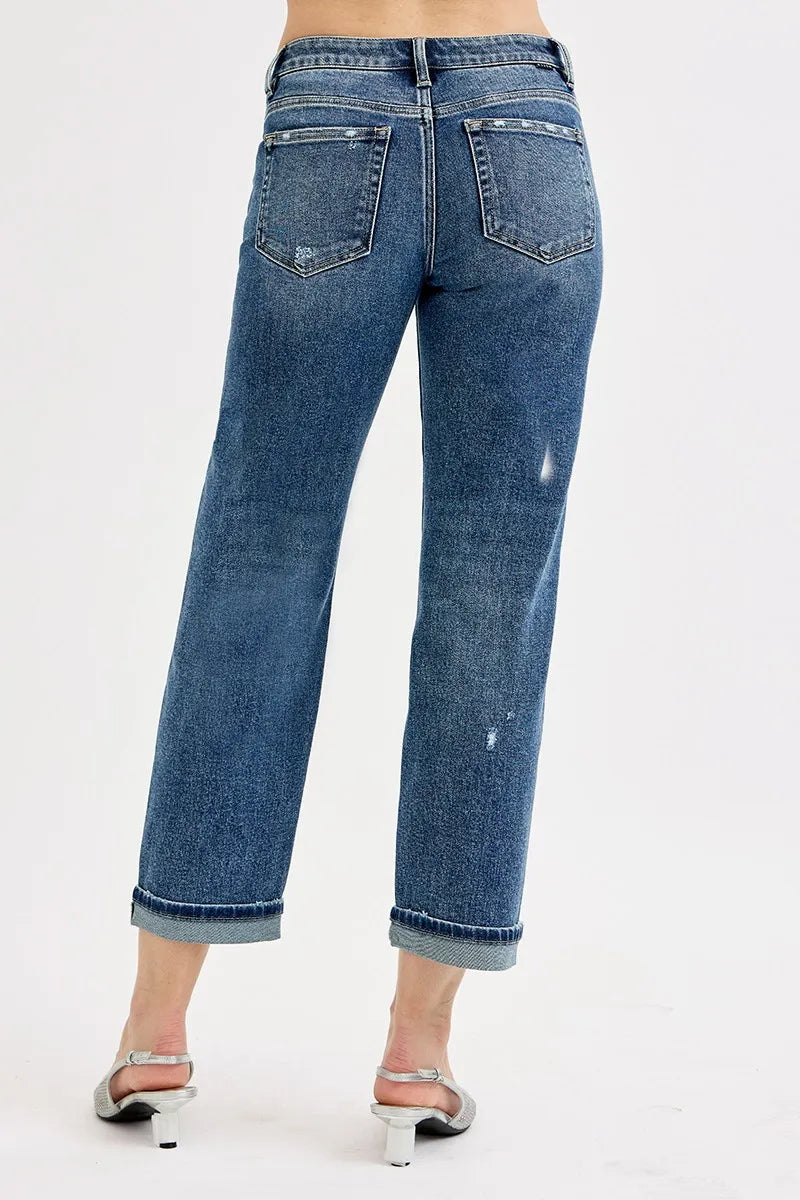 Risen Full Size Low Rise Crop Boyfriend Jeans plus Size - MeeeShop Women's Fashion