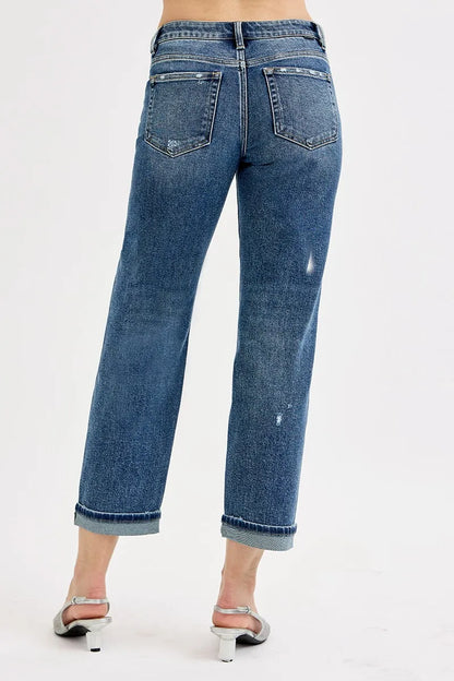 Risen Full Size Low Rise Crop Boyfriend Jeans plus Size - MeeeShop Women's Fashion