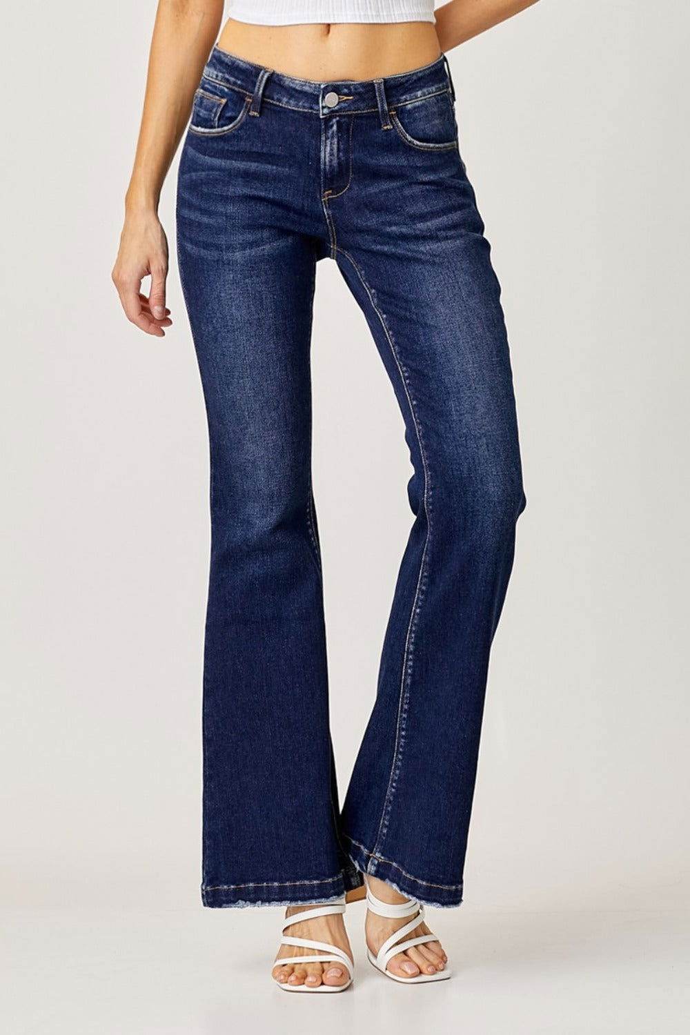 RISEN Full Size Low Rise Flare Jeans - us.meeeshop