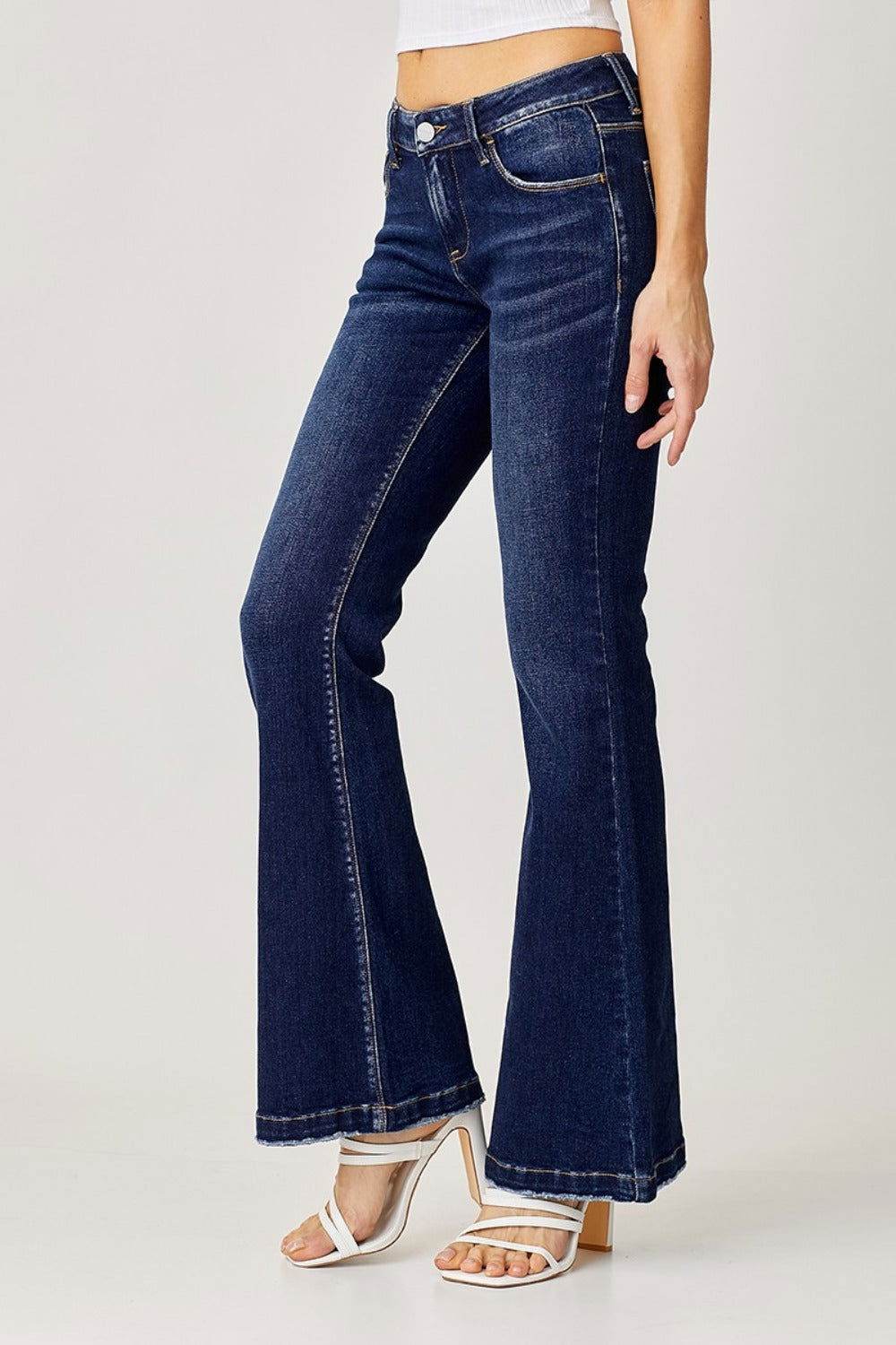 RISEN Full Size Low Rise Flare Jeans - us.meeeshop