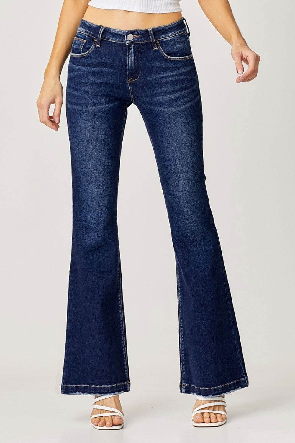 RISEN Full Size Low Rise Flare Jeans - us.meeeshop