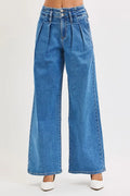 Risen Full Size Mid Rise Fit Wide Leg with Pleated Detail Jeans plus Size MEDIUM view 3 (bottom) - shop at us.meeeshop