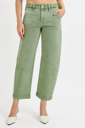 Risen Full Size Tummy Control High Rise Crop Barrel Jeans plus Size OLIVE view 3 (bottom) - plus jeans, - shop at us.meeeshop