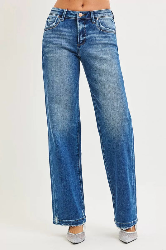 Risen Full Size Slouchy Baggy Jeans Pocket Side Seam Detail plus Size in DARK view 2 - Curvy Fit - Plus Jeans (bottom)
