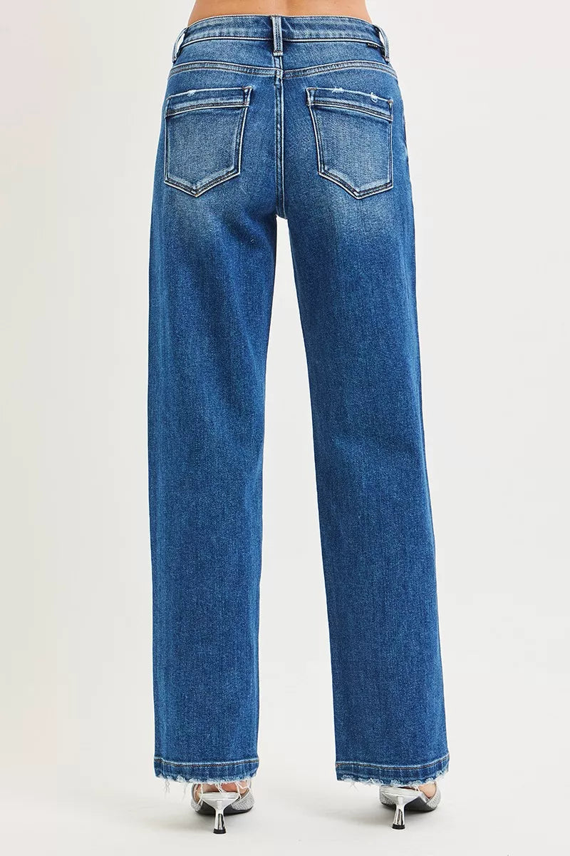 Risen Full Size Slouchy Baggy Jeans Pocket Side Seam Detail plus Size - MeeeShop Women's Fashion
