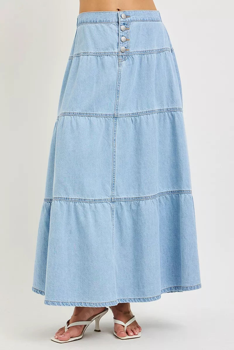 Risen High Rise Ruffle Long Skirts LIGHT (skirt) - high rise 1 bedroom apartment, high rise 15 4101 tcx - shop at us.meeeshop