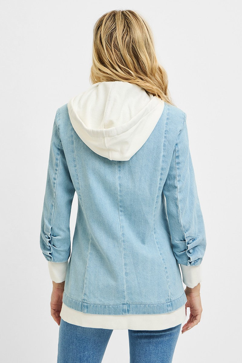 Risen One Button Blazer with Hoodie Jacket - MeeeShop Women's Fashion