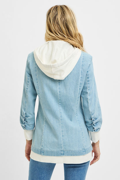 Risen One Button Blazer with Hoodie Jacket - MeeeShop Women's Fashion