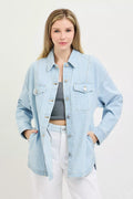 Risen Oversized Stripe Denim Shaket LIGHT (layer) - risen light oversized shacket, how to wear oversize - shop at us.meeeshop