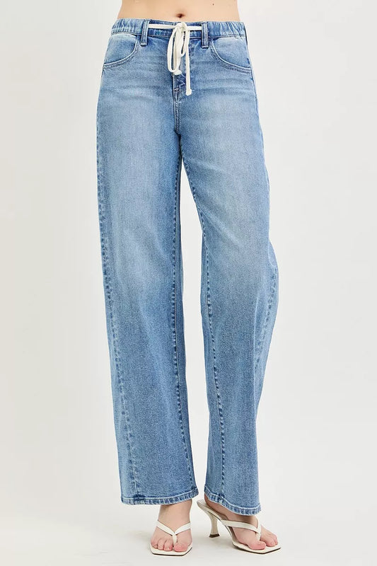 Risen Relaxed Fit Drawstring Waist Jeans in LIGHT view 2 - Relaxed Rise Jeans (bottom)