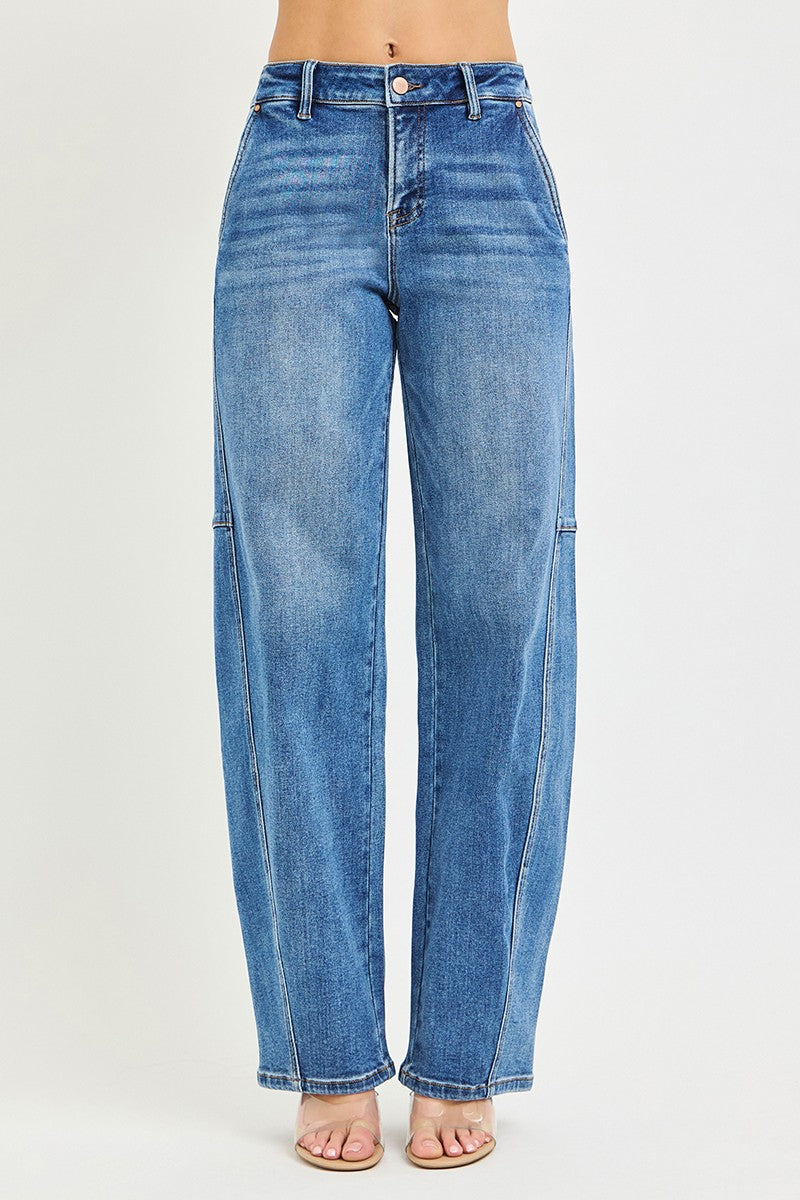 Risen Slouchy Baggy Jeans in MEDIUM view 3 - Risen Slouchy Denim Shorts (bottom)