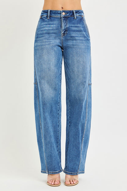 Risen Slouchy Baggy Jeans in MEDIUM view 3 - Risen Slouchy Denim Shorts (bottom)