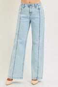 Risen Slouchy Wide Leg Jeans ACID LIGHT (bottom) - risen slouchy barrel jeans, risen slouchy baggy jean - shop at us.meeeshop