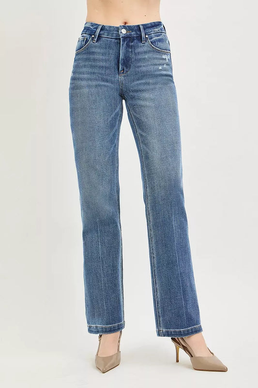 Risen Tummy Control 4way Stretch Mid Rise Straight Crease Line in Medium view 2 - Curvy Fit (bottom)