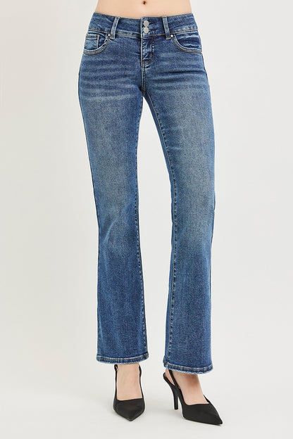 Risen Tummy Control Low Rise Bootcut Jeans - MeeeShop Women's Fashion
