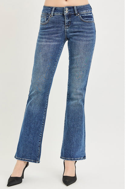 Risen Tummy Control Low Rise Bootcut Jeans - MeeeShop Women's Fashion
