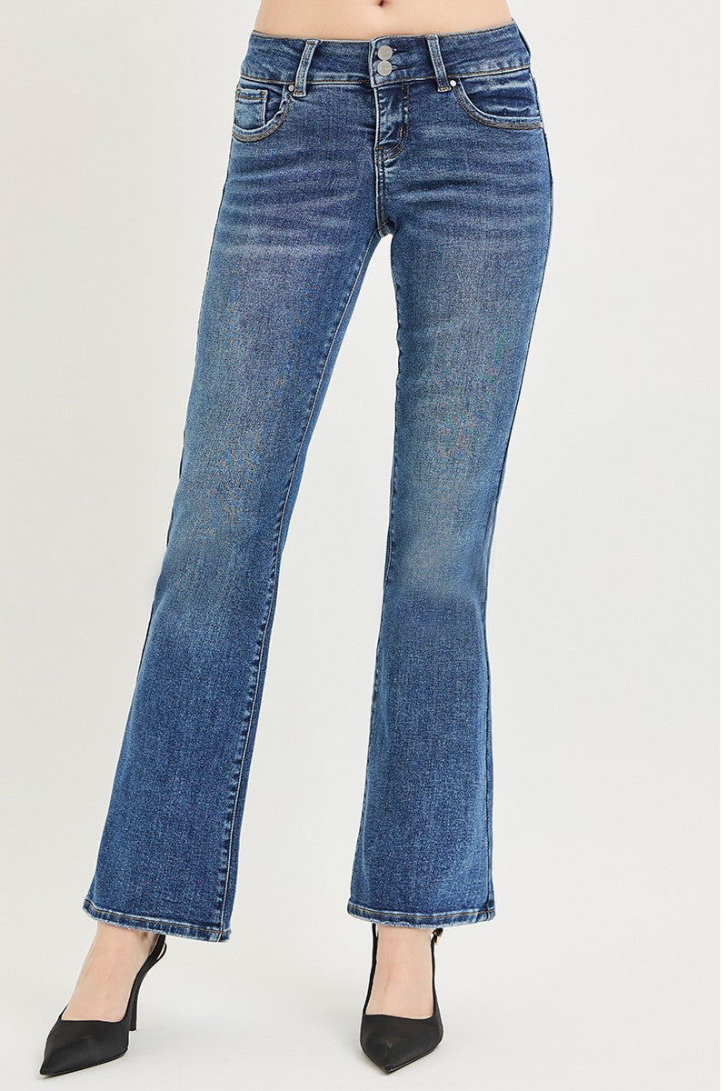 Risen Tummy Control Low Rise Bootcut Jeans - MeeeShop Women's Fashion