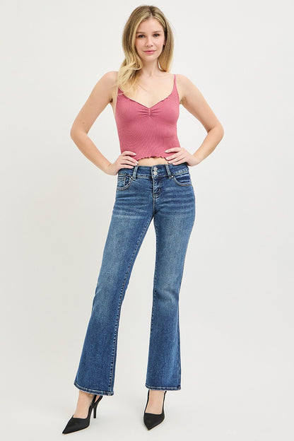 Risen Tummy Control Low Rise Bootcut Jeans - MeeeShop Women's Fashion