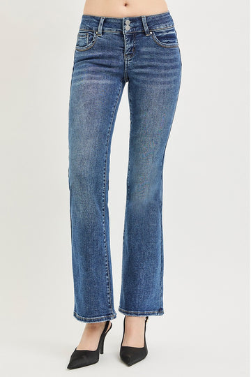 Risen Tummy Control Low Rise Bootcut Jeans in MEDIUM - Curvy Fit - Risen Jeans Tummy Control (bottom)
