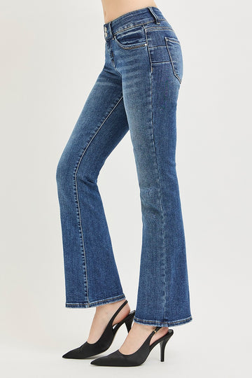 Risen Tummy Control Low Rise Bootcut Jeans in MEDIUM view 2 - Curvy Fit - Risen Jeans Tummy Control (bottom)
