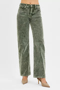 Risen Tummy Control Mid Rise Straight Leg Corduroy Pants FOREST (bottom) - risen tummy control pants, a - shop at us.meeeshop