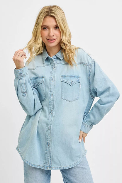 Risen Western Yoke Style Relaxed Fit Denim Shirts view 5 - Western Rise Shirts (top)
