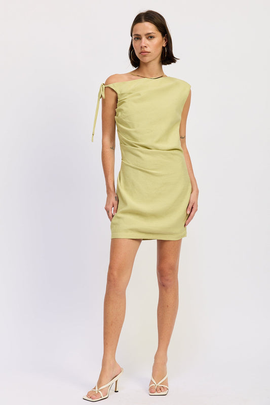 Riven Mini Dress in Lime