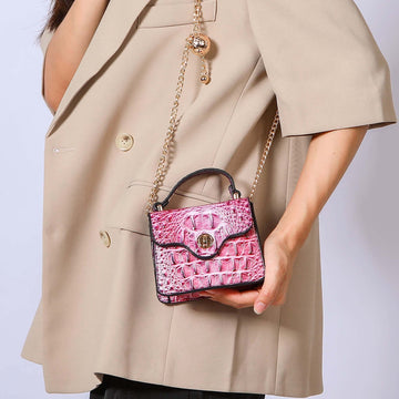 River Mini Crossbody Bag in Croc Coral view 2 - River Island Mini Crossbody Bag