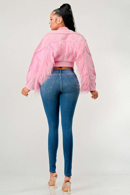 Rodeo Queen Sherpa Fur Pink Jacket view 10 (layer)